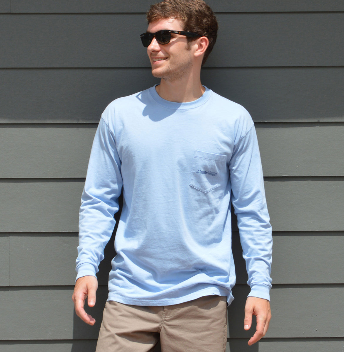 Coastal Cotton Long Sleeve Sport Shirt - Tidal Wave main image 1
