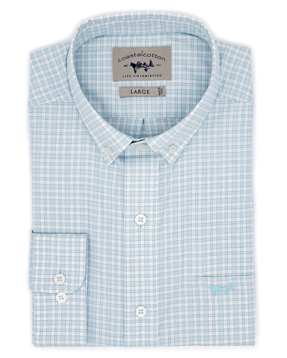 Coastal Cotton youth coral bay gingham LS sport shirt main image 1