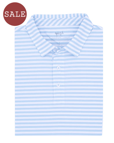 Sky Blue Stripe Mesh Polo