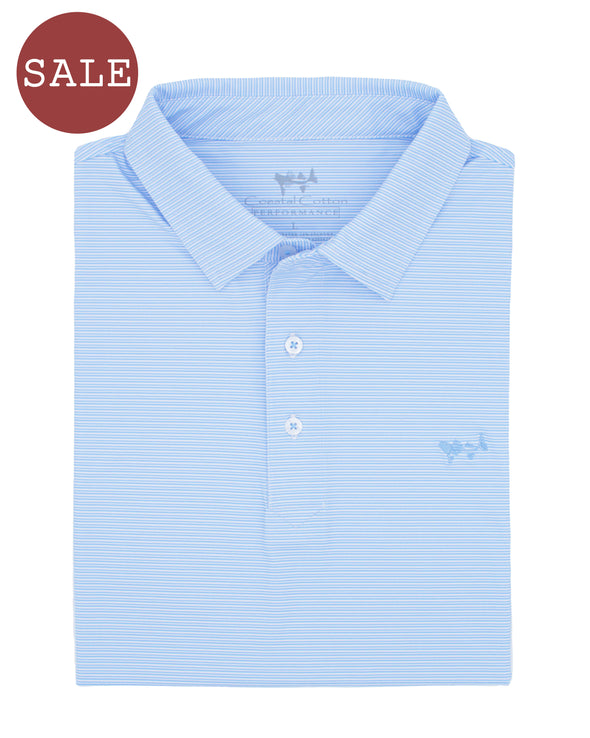 Sky Blue Stripe Performance Polo