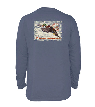 Stone Blue Duck Stamp Long Sleeve Tee