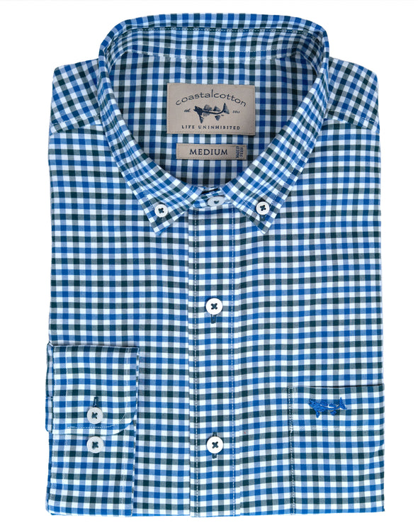 Blue Pine Gingham Sport Shirt