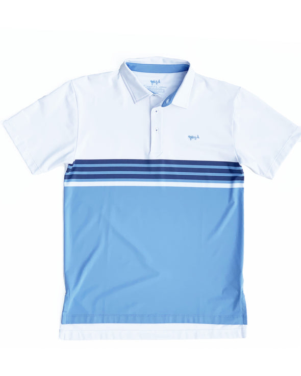 Coastal Cotton Clothing - Polos - Placid Blue Engineer Stripe Performance Polo